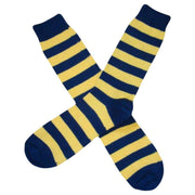 Bassin and Brown Hooped Stripe Socks - Navy/Yellow