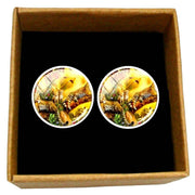 Bassin and Brown Leopard Family Cufflinks - Yellow/Green