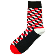 Bassin and Brown Opitical Check Socks - Black/Red/White