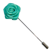 Bassin and Brown Rose Flower Lapel Pin - Mint Green