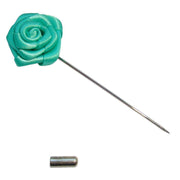 Bassin and Brown Rose Flower Lapel Pin - Mint Green