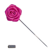 Bassin and Brown Rose Flower Lapel Pin - Pink