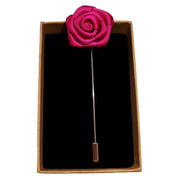 Bassin and Brown Rose Jacket Lapel Pin - Cerise Pink