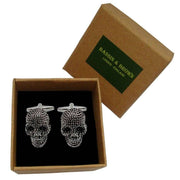 Bassin and Brown Skeleton Skull Cufflinks - Silver/Black