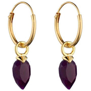 Beginnings February Birthstone Chalcedony Hoop Charms - Yellow Gold/Purple