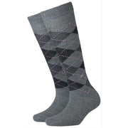 Burlington Whitby Knee High Socks - Light Grey/Pink