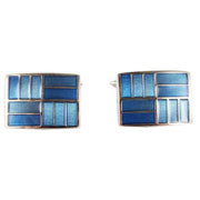 David Van Hagen 2-Tone Rectangle Cufflinks - Blue