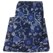 David Van Hagen Flowers Silk Tie and Hanky Set - Navy