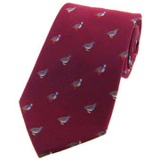 David Van Hagen Grouse and Partridge Woven Country Silk Tie - Wine