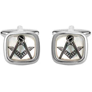 David Van Hagen Masonic Square Cufflinks - Mother of Pearl