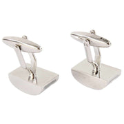 David Van Hagen Mother of Pearl Domed Rectangle Cufflinks - Silver/Cream