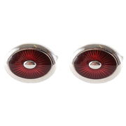 David Van Hagen Oval Enamel Cufflinks - Red/Silver