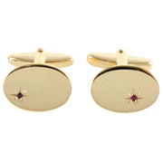 David Van Hagen Oval Ruby Cufflinks - Gold