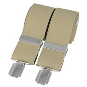 David Van Hagen Plain 35mm Clip Braces - Natural Beige/Silver