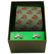 David Van Hagen Tractors Tie and Cufflink Set - Green