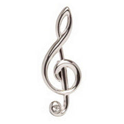 David Van Hagen Treble Clef Crystal Tie Tac - Silver