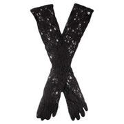 Dents Long Lace Evening Gloves - Black