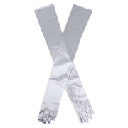 Dents Long Satin Shoulder Length Evening Gloves - Silver Grey