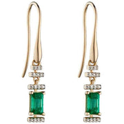 Elements Gold Emerald and Diamond Deco Earrings - Green/Gold/Silver