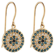 Elements Gold Evil Eye Semi Precious Earrings - Blue/Yellow Gold/White