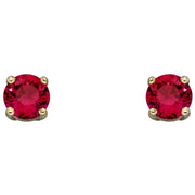 Elements Gold July Birthstone Stud Earrings - Red/Gold