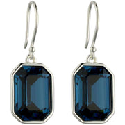 Elements Silver Elonged Octogen Montana Blue Crystal Drop Earrings - Silver/Blue