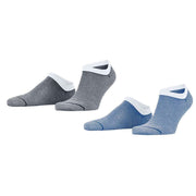 Esprit Allover Stripe 2 Pack Sneaker Socks - Blue Mix