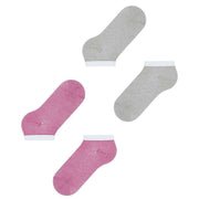 Esprit Allover Stripe 2 Pack Sneaker Socks - Pink/Grey