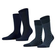 Esprit Fine Stripe 2 Pack Socks - Marine Navy