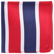 Knightsbridge Neckwear Striped Silk Pocket Square - Red/Silver/Navy