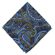 Michelsons of London Bright Paisley Silk Pocket Square - Blue