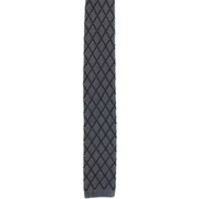 Michelsons of London Diamond Silk Knitted Skinny Tie - Charcoal/Black