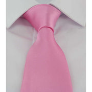 Michelsons of London Plain Tie and Contrast Floral Pocket Square Set - Pink