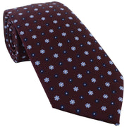 Michelsons of London Small Flower Tie and Pocket Square Set - Wine