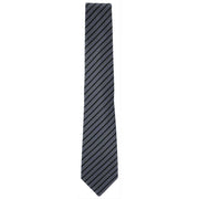 Michelsons of London Striped Extra Long Polyester Tie - Grey/Black