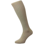 Pantherella Pembrey Sea Island Cotton Over the Calf Socks  - Light Khaki