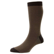 Pantherella Tewkesbury Cotton Fil D'Ecosse Socks - Dark Brown Mix