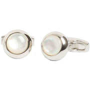 Simon Carter Gatsby Elegant Mother of Pearl Cufflinks - Silver/White