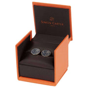 Simon Carter Paisley Guilloche Enamel Cufflinks - Navy