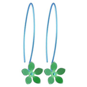 Ti2 Titanium 13mm Five Petal Flower Drop Earrings - Fresh Green