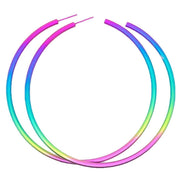 Ti2 Titanium Extra Large Round Hoop Earrings - Rainbow