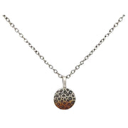 Ti2 Titanium Leopard Print Small Round Pendant - Silver/Brown