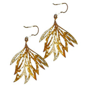 Ti2 Titanium Multi Leaf Drop Earrings - Brown