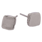 Ti2 Titanium Squashed 6mm Square Stud Earrings - Natural Brushed