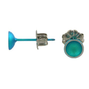 Ti2 Titanium Tiny Dome Stud Earrings - Kingfisher Blue