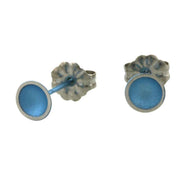 Ti2 Titanium Tiny Dome Stud Earrings - Sky Blue