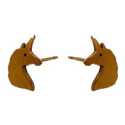 Ti2 Titanium Unicorn 9mm Stud Earrings - Tan