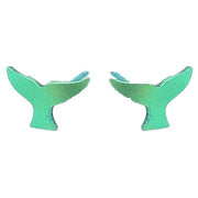 Ti2 Titanium Whale Tail 9mm Stud Earrings - Green