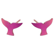 Ti2 Titanium Whale Tail 9mm Stud Earrings - Pink