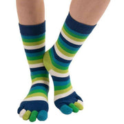 TOETOE Essential Striped Mid Calf Socks - Pond Green